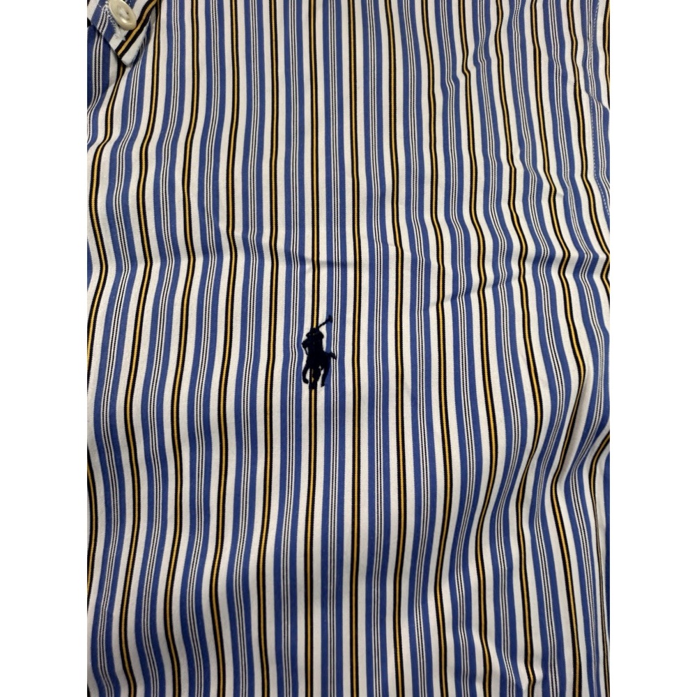 Ralph Lauren Custom Fit Blue Yellow Striped Long Sleeve XXL Preppy Classic - Picture 2 of 12